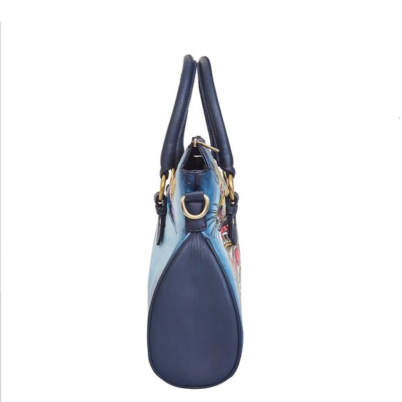 Leather Hand Painted Tote Bag – Ladies Top Handle Handbag, Crossbody Bag - Picture 7 of 9